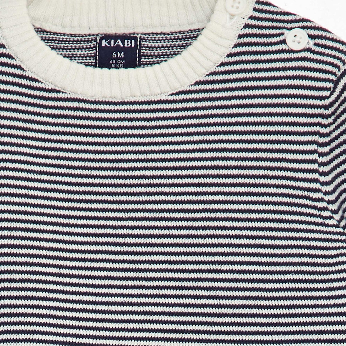 Round neck striped sweater WHITE