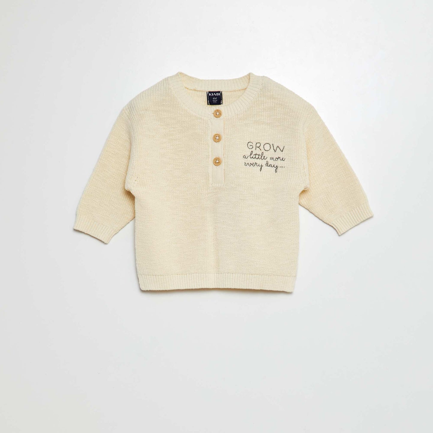 Knitted jumper with grandad collar WHITE