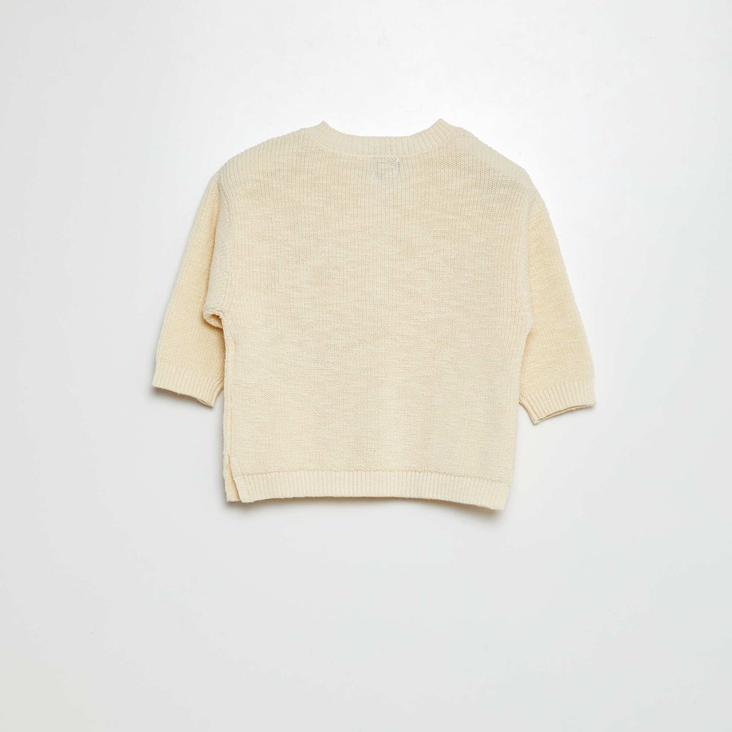 Knitted jumper with grandad collar WHITE