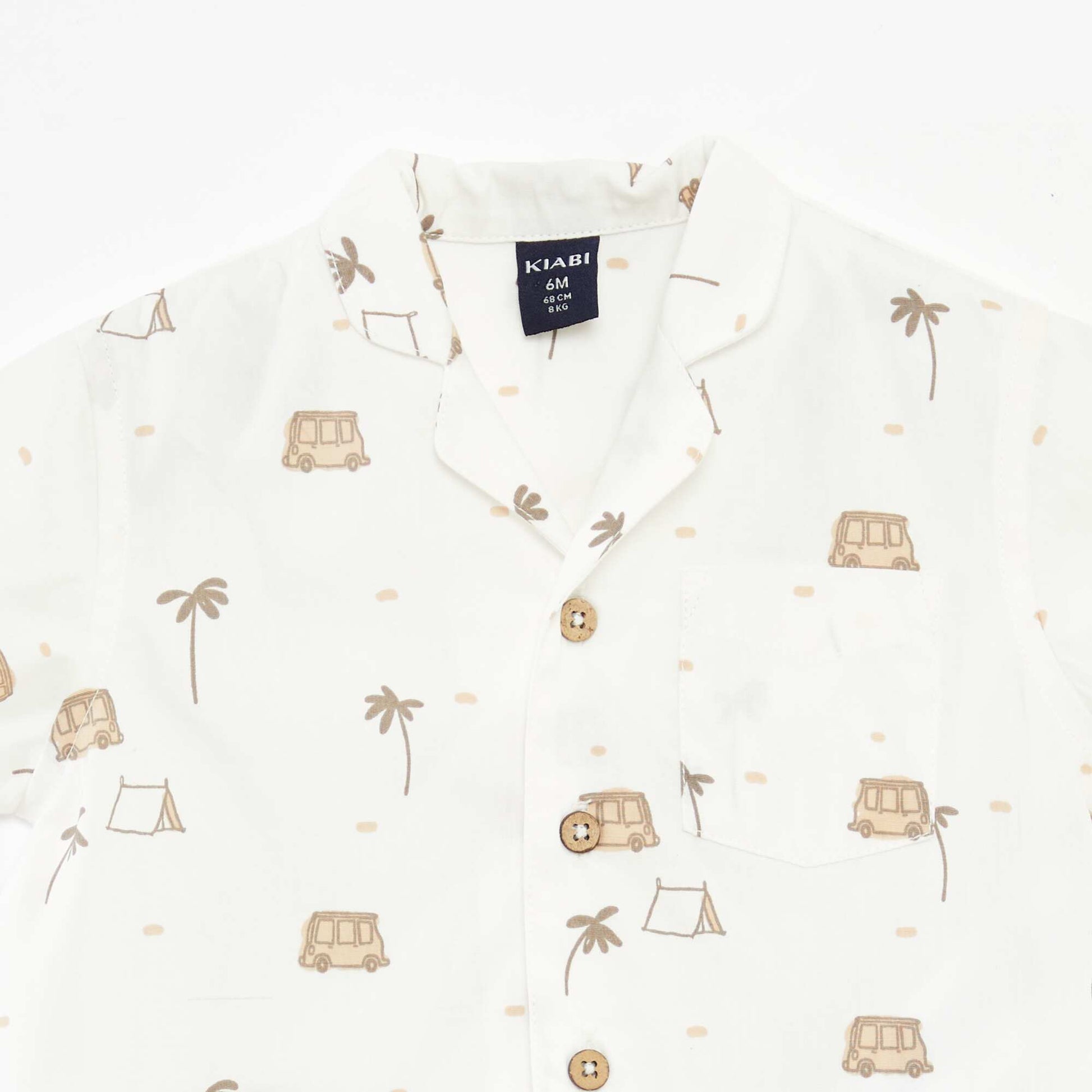 Short-sleeved patterned shirt WHITE