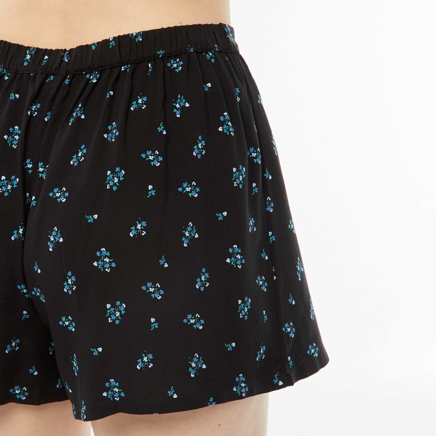 Printed vest top + shorts pyjama set BLACK