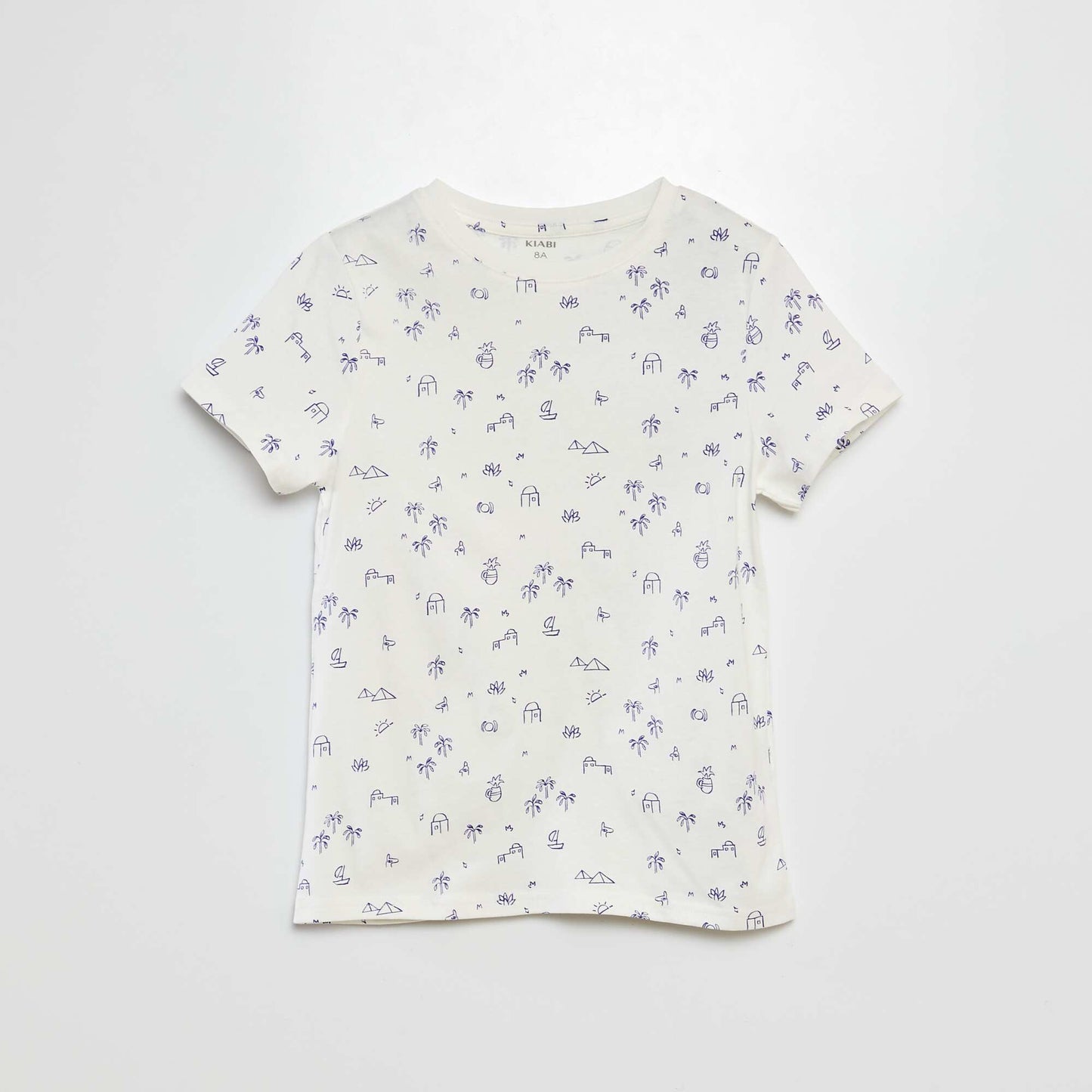 Patterned short-sleeved T-shirt BEIGE