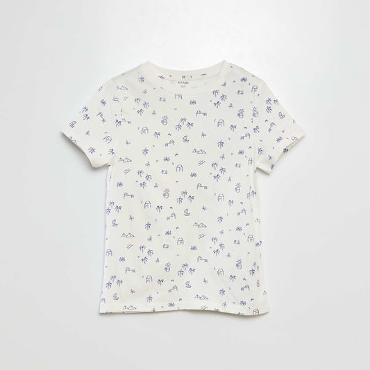 Patterned short-sleeved T-shirt BEIGE