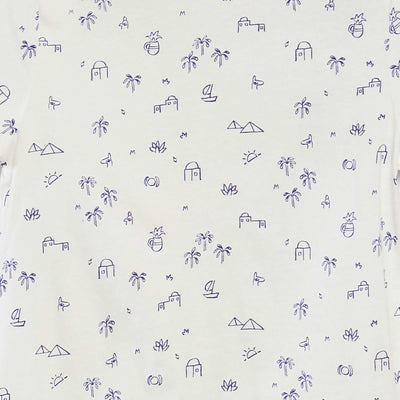 تي شيرت بأكمام قصيرة منقوشة باللون البيج