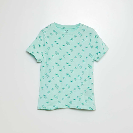 Patterned short-sleeved T-shirt BLUE