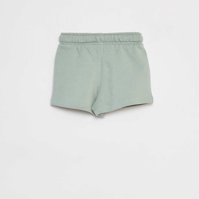 Plain shorts with elasticated waist GREEN