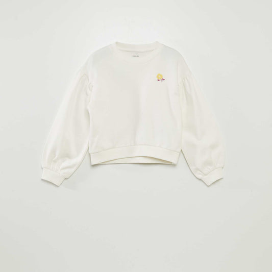 Sweatshirt with embroidery on the chest WHITE