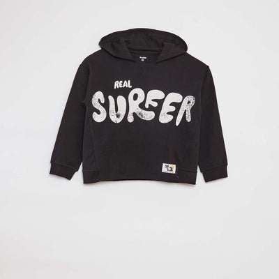 Loose-fit French terry hoodie BLACK