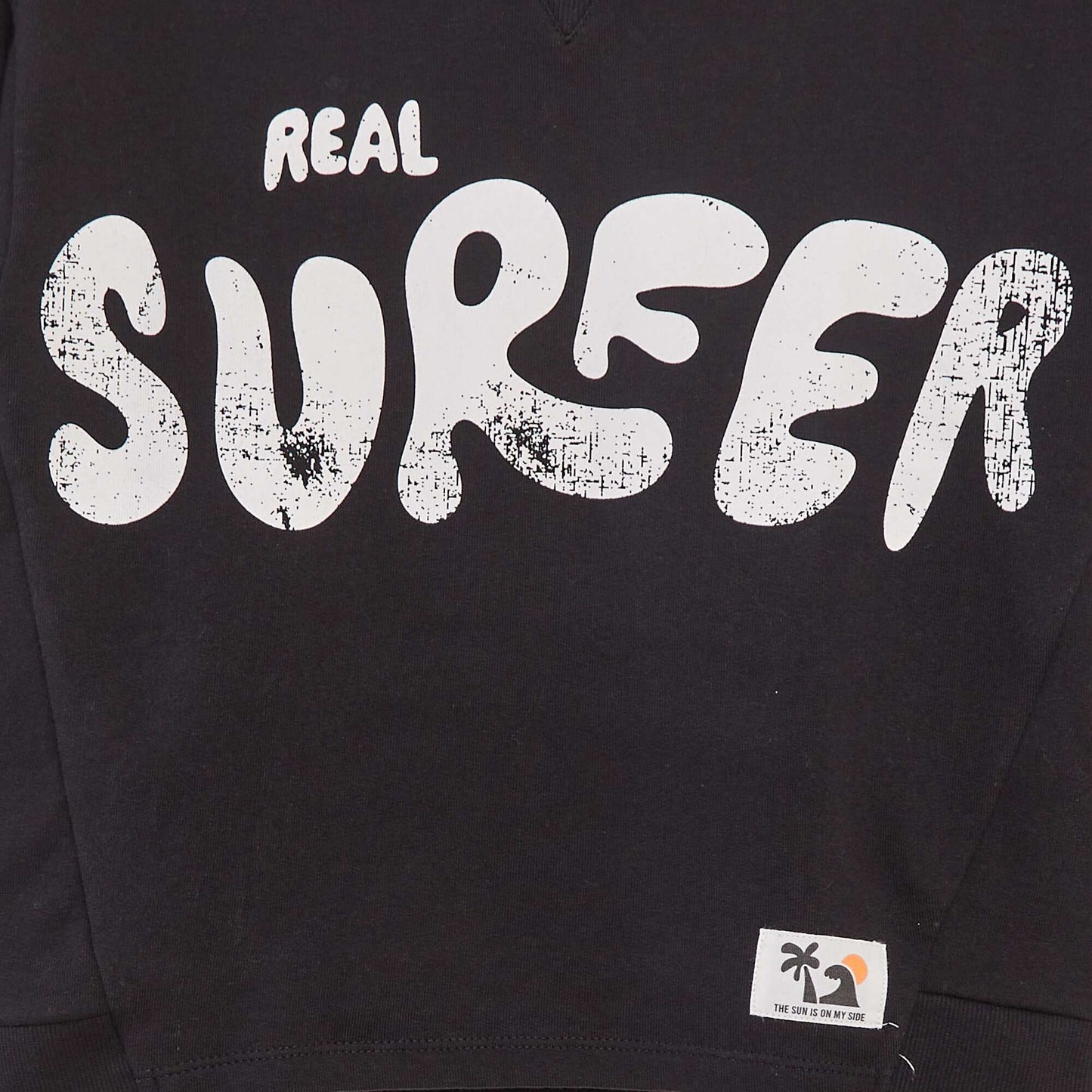 هودي بقلنسوة فضفاضة من التيري الفرنسي باللون الأسود