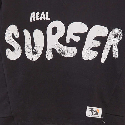 Loose-fit French terry hoodie BLACK