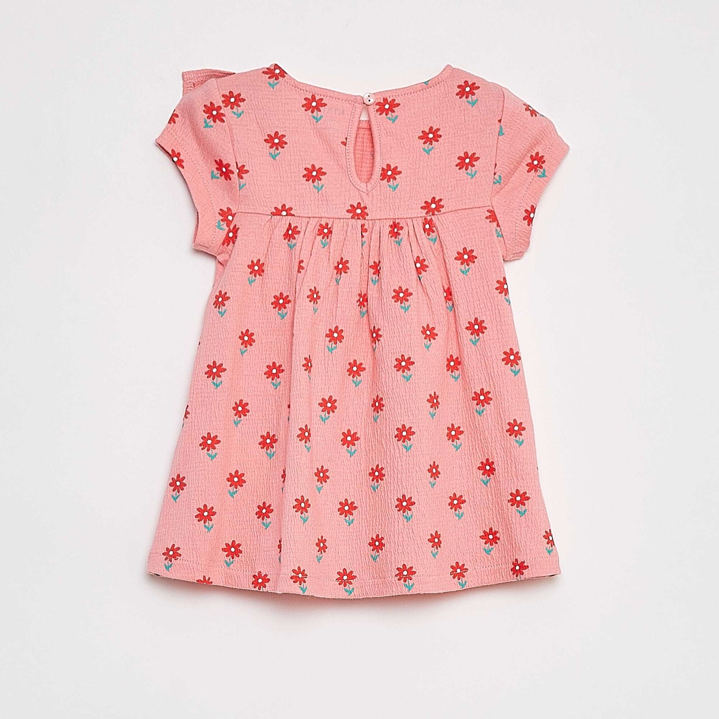 Short-sleeved ruffled dress PINK