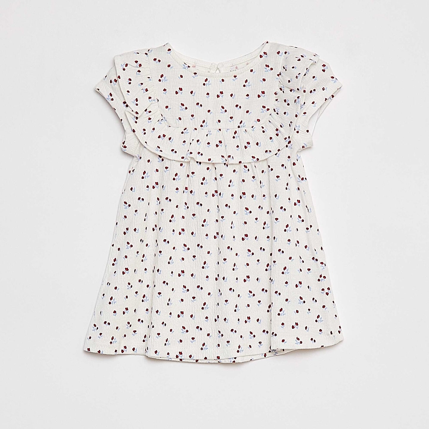 Short-sleeved ruffled dress WHITE
