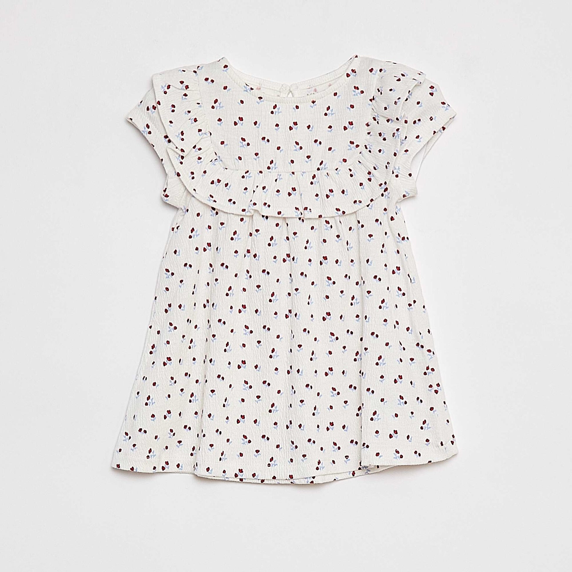 Short-sleeved ruffled dress WHITE