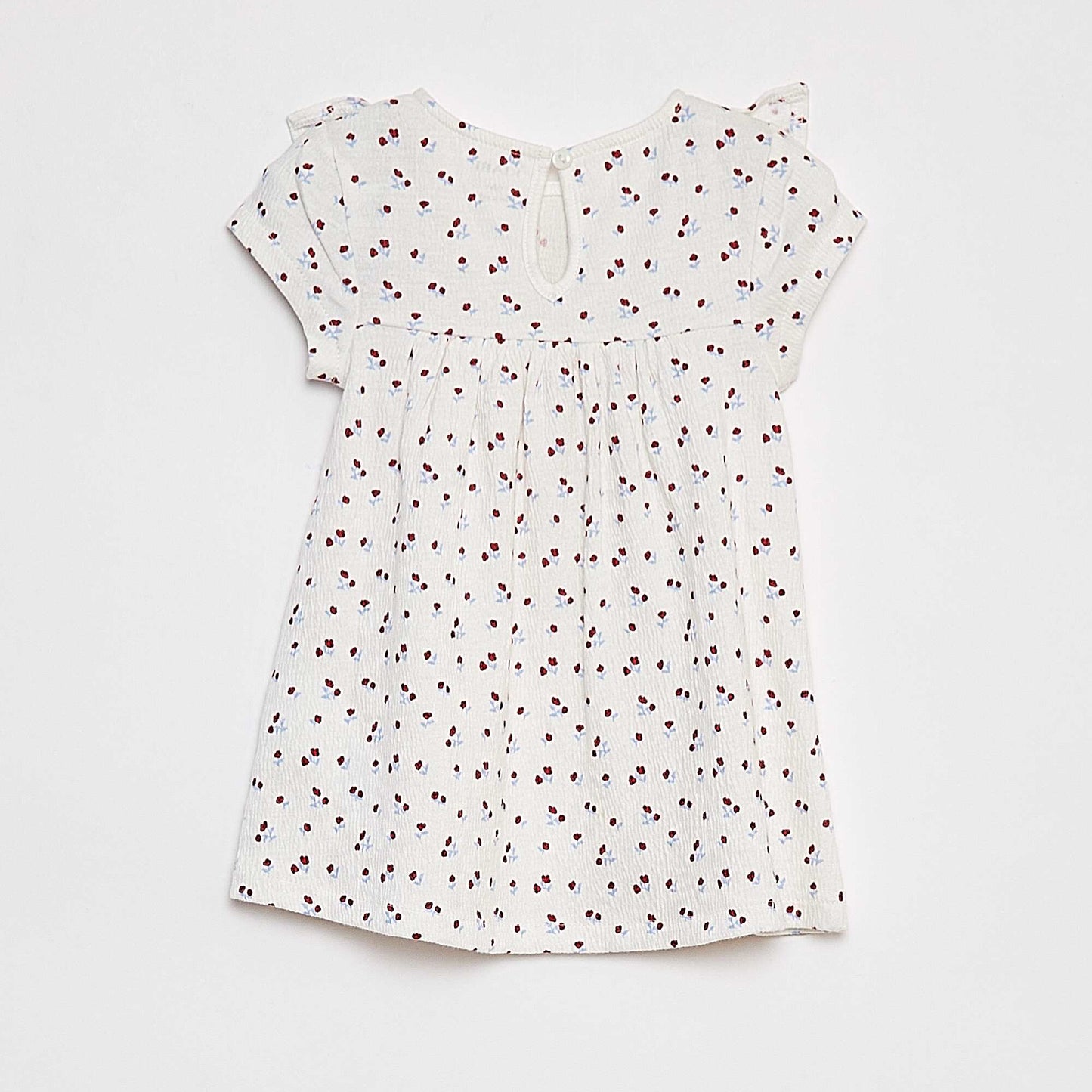 Short-sleeved ruffled dress WHITE