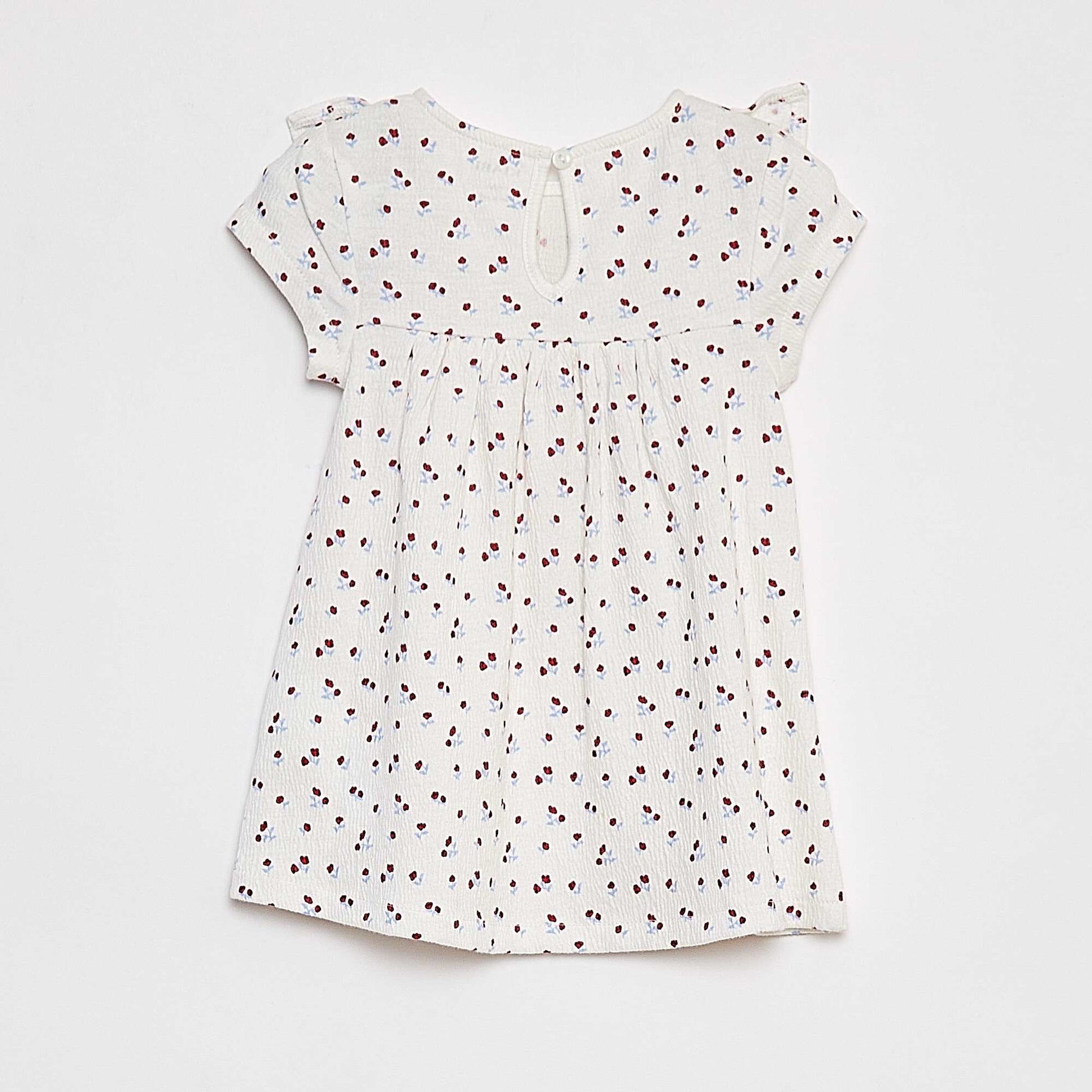 Short-sleeved ruffled dress WHITE