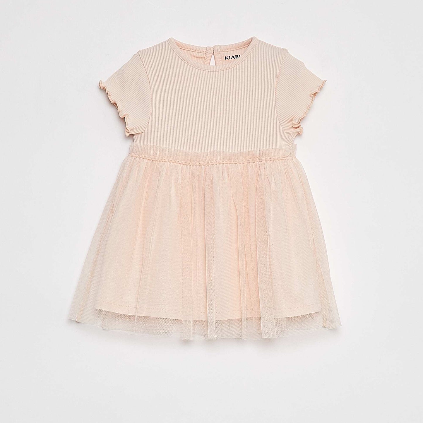 Short-sleeved dress with tulle skirt PINK