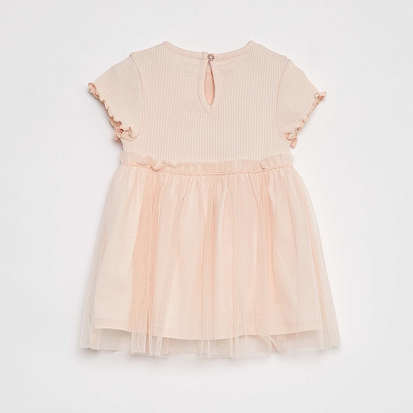 Short-sleeved dress with tulle skirt PINK