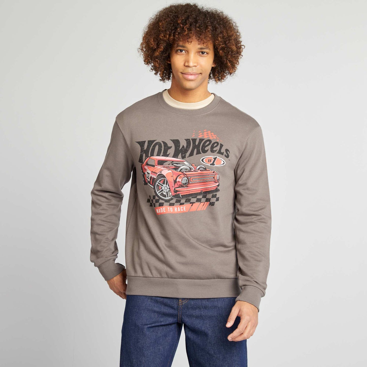 Round-neck 'Hot Wheels' sweatshirt GREY