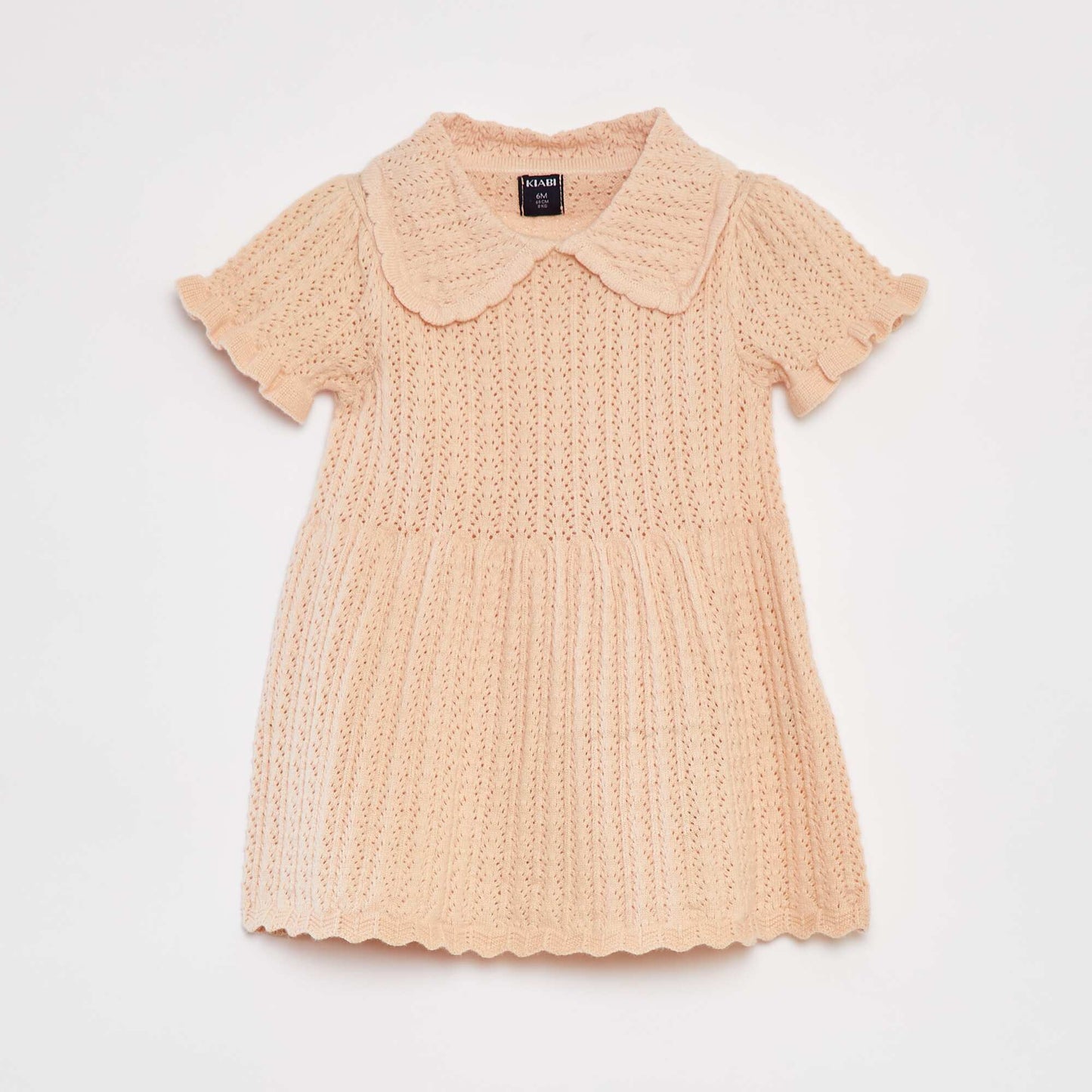 Knitted dress with Peter Pan collar BEIGE