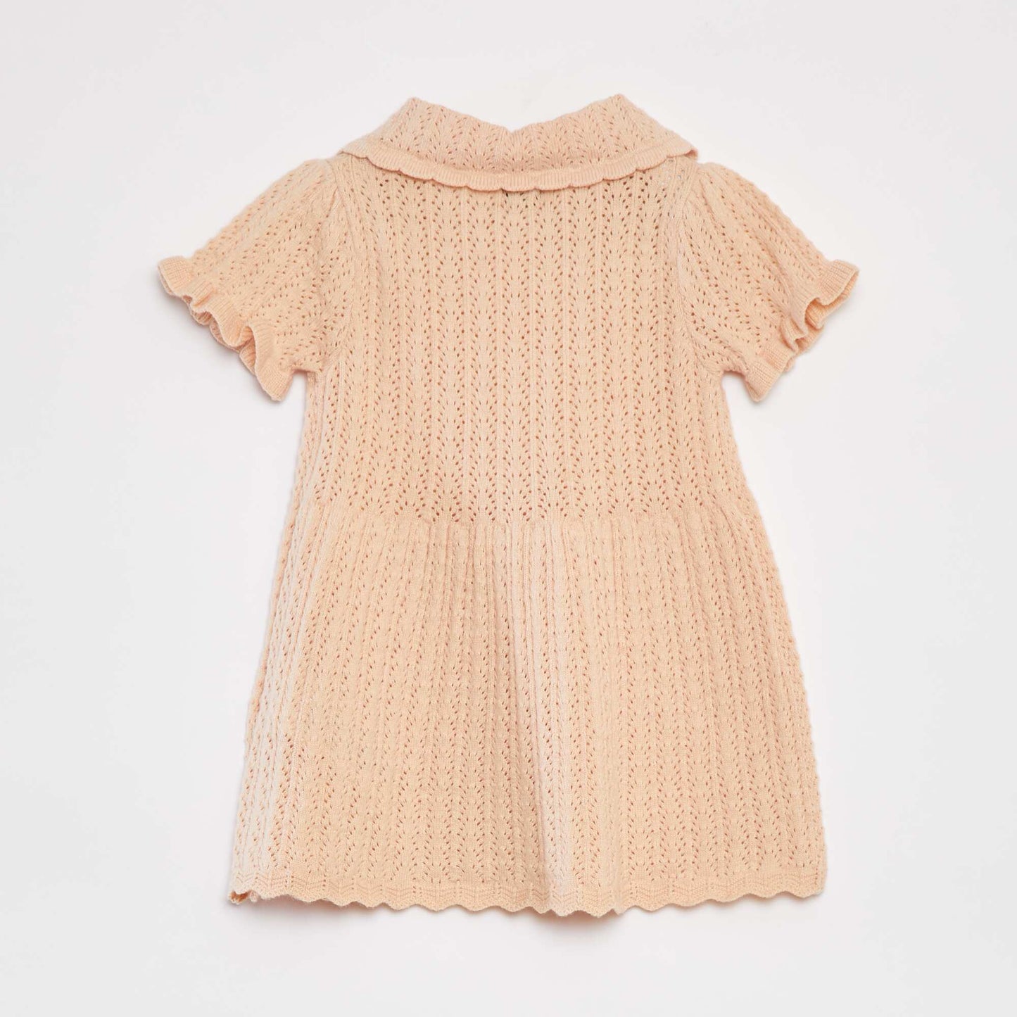 Knitted dress with Peter Pan collar BEIGE