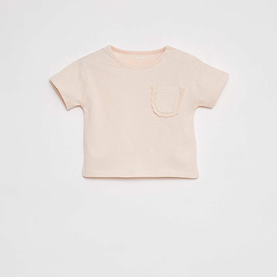 طقم تي شيرت بأكمام قصيرة + طقم طماق - طقم من قطعتين وردي