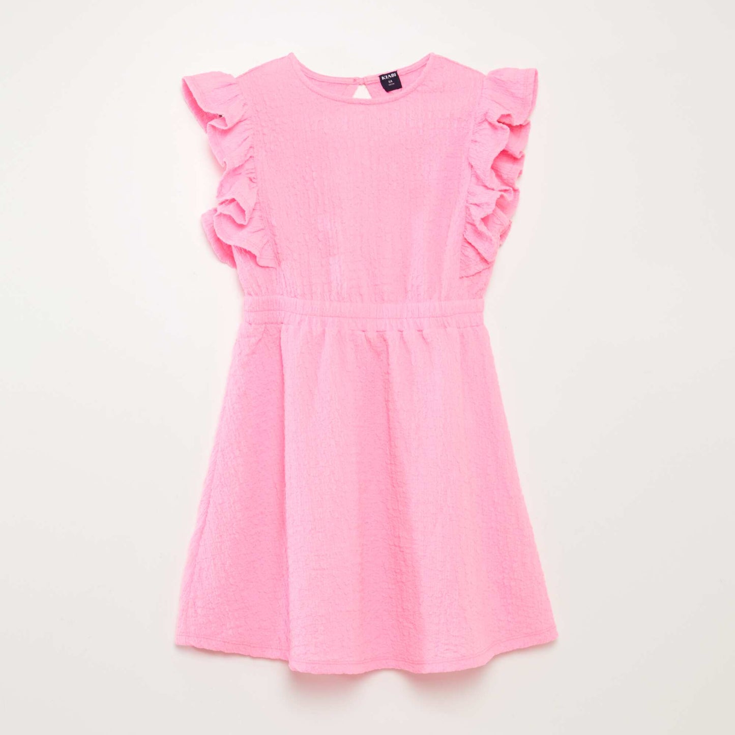 Ruffled waffle fabric dress PINK