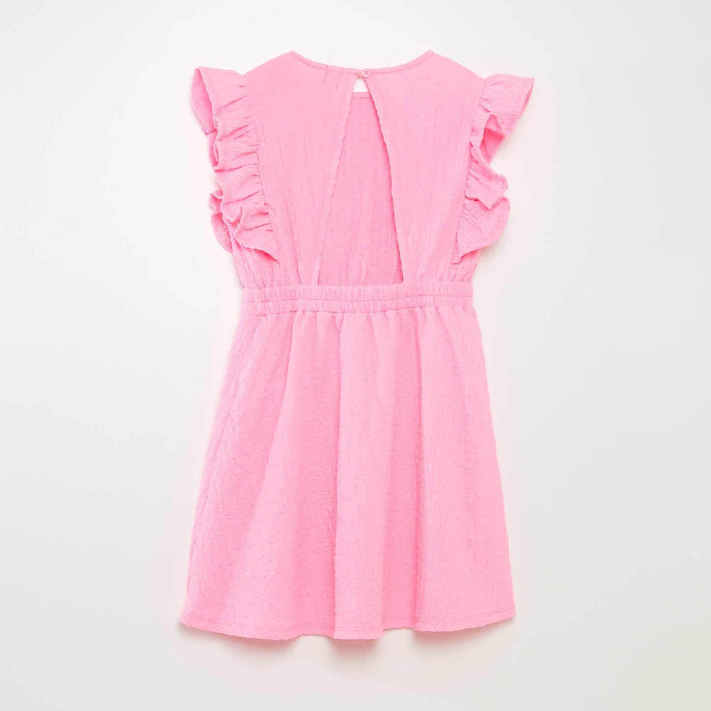 Ruffled waffle fabric dress PINK