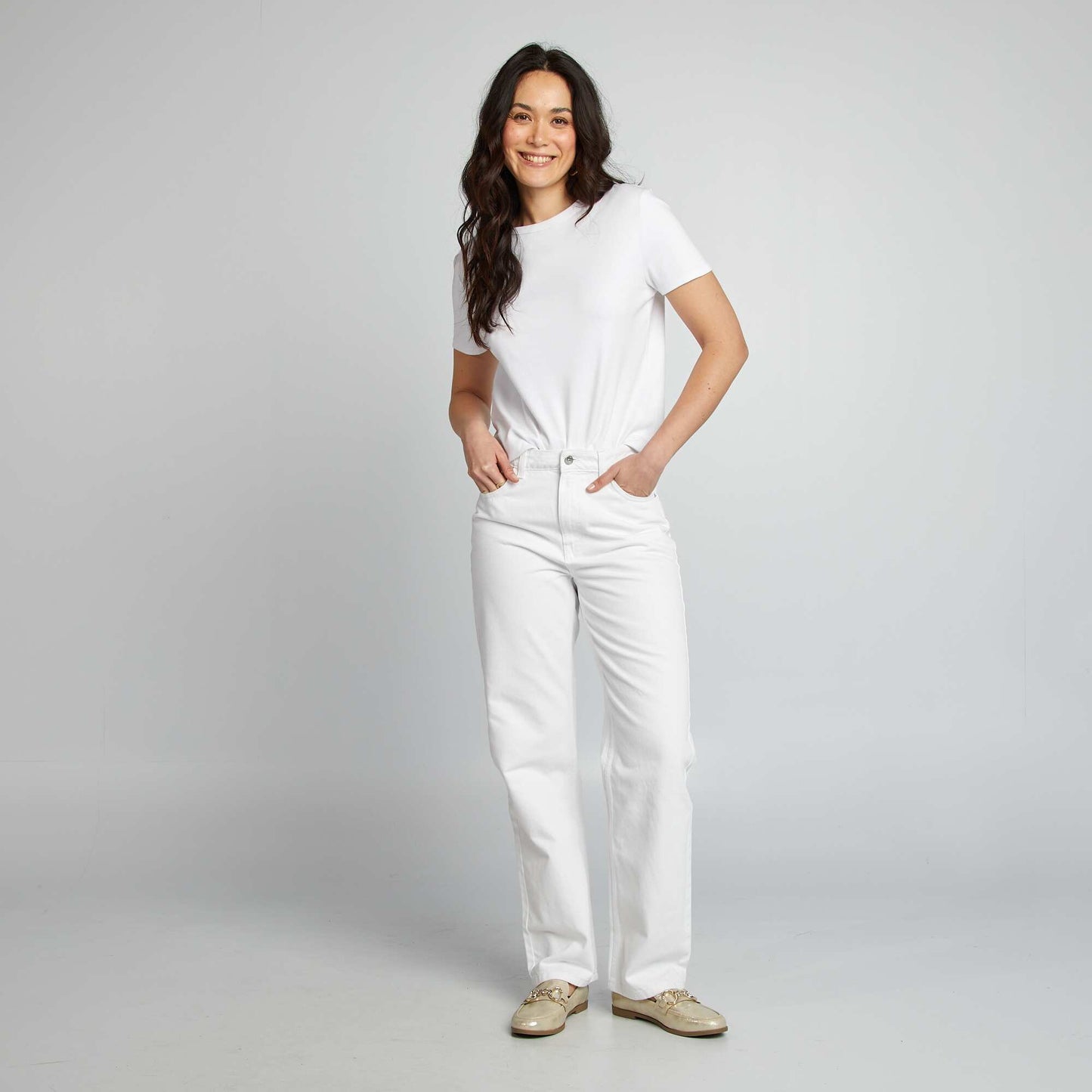 Plain straight-leg jeans WHITE