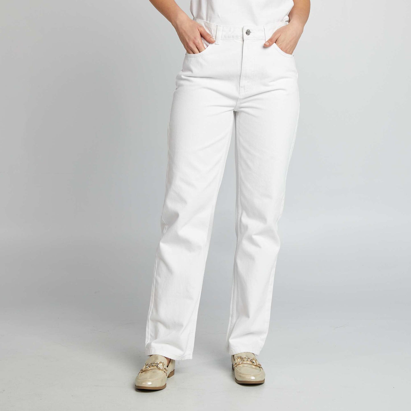 Plain straight-leg jeans WHITE