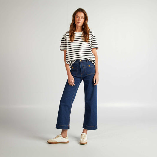 Cropped wide-leg trousers BLUE