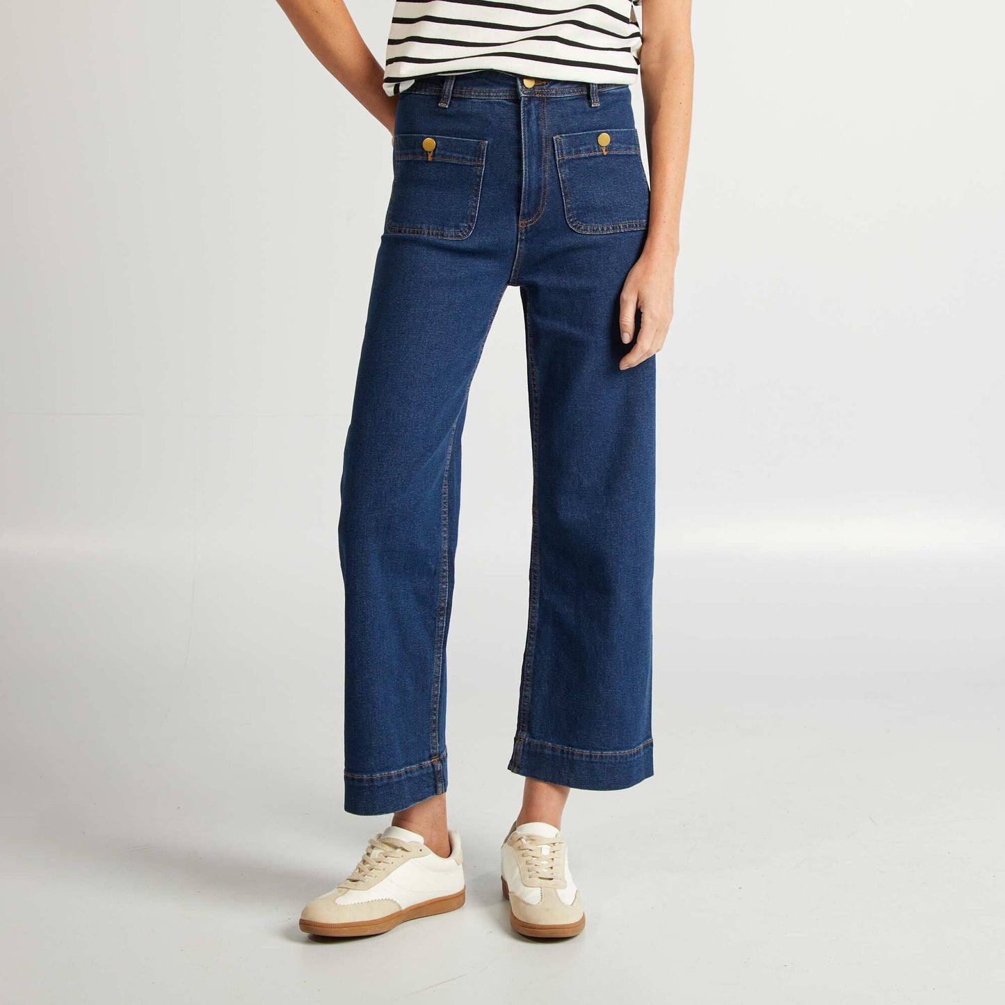 Cropped wide-leg trousers BLUE