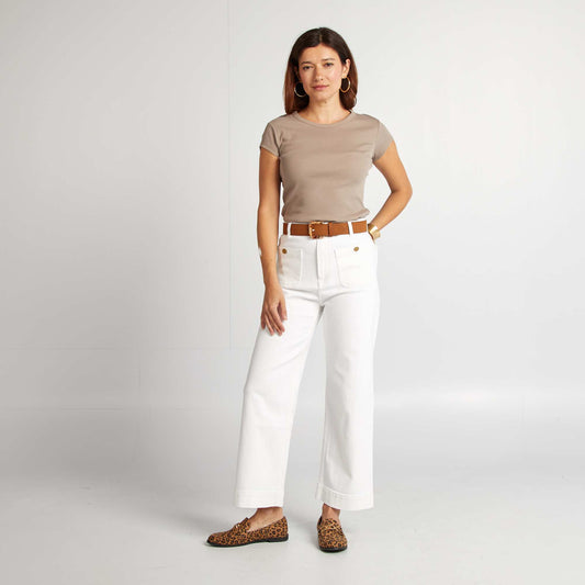 Cropped wide-leg trousers WHITE