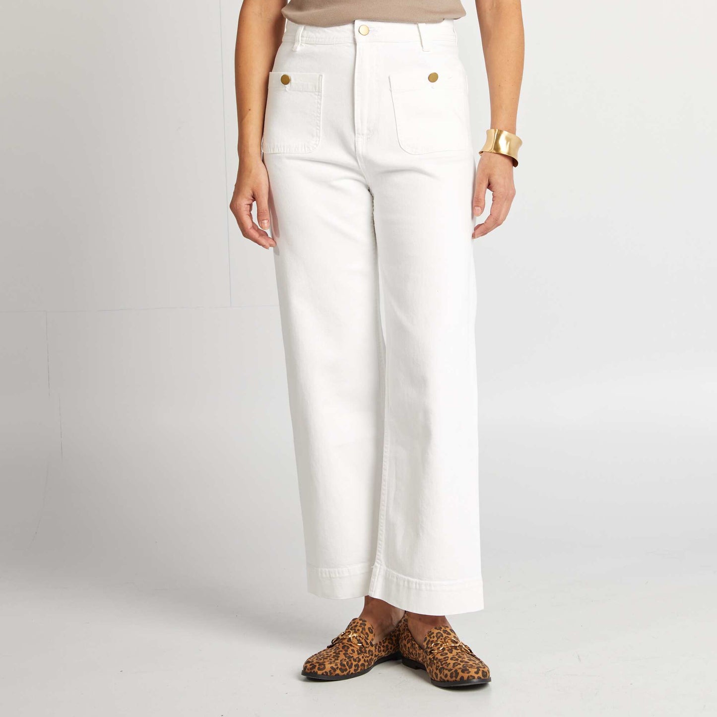 Cropped wide-leg trousers WHITE