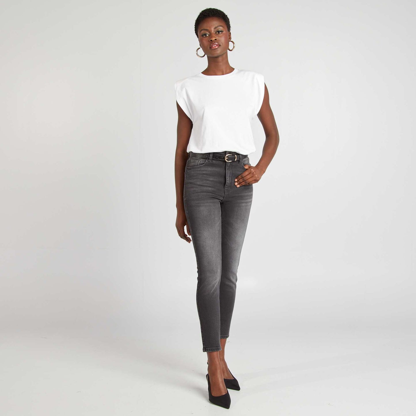 High-rise slim-fit jeans GREY