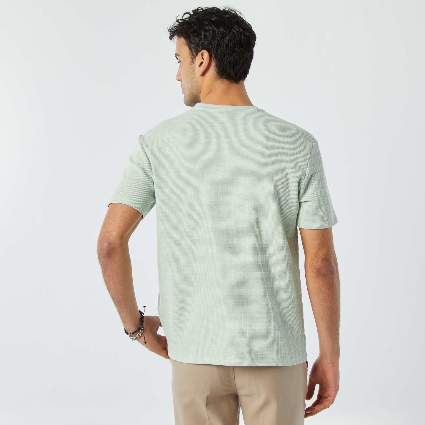 Graphic jacquard knit T-shirt BLUE