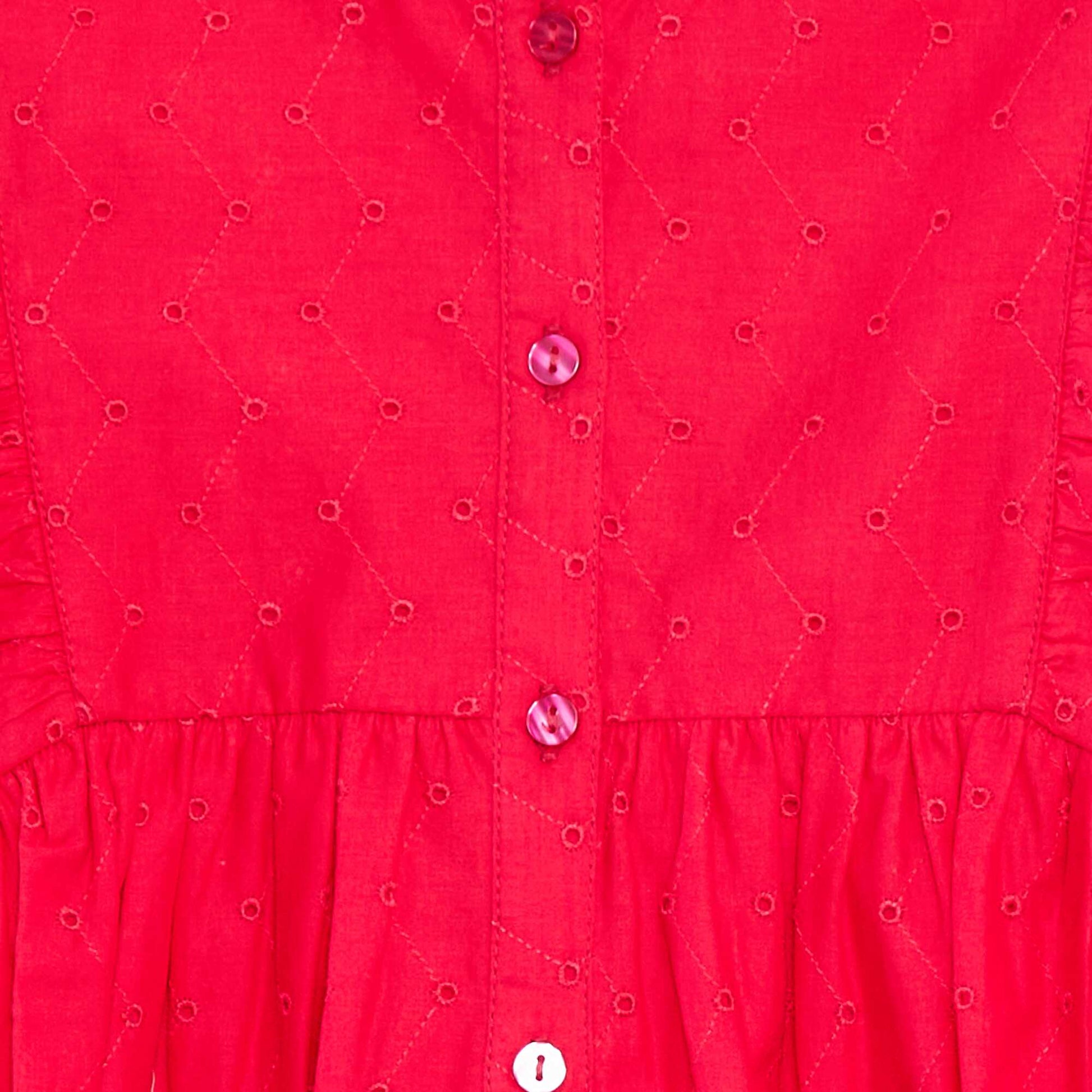 Dress with all-over embroidery and ruffles around the arms PINK
