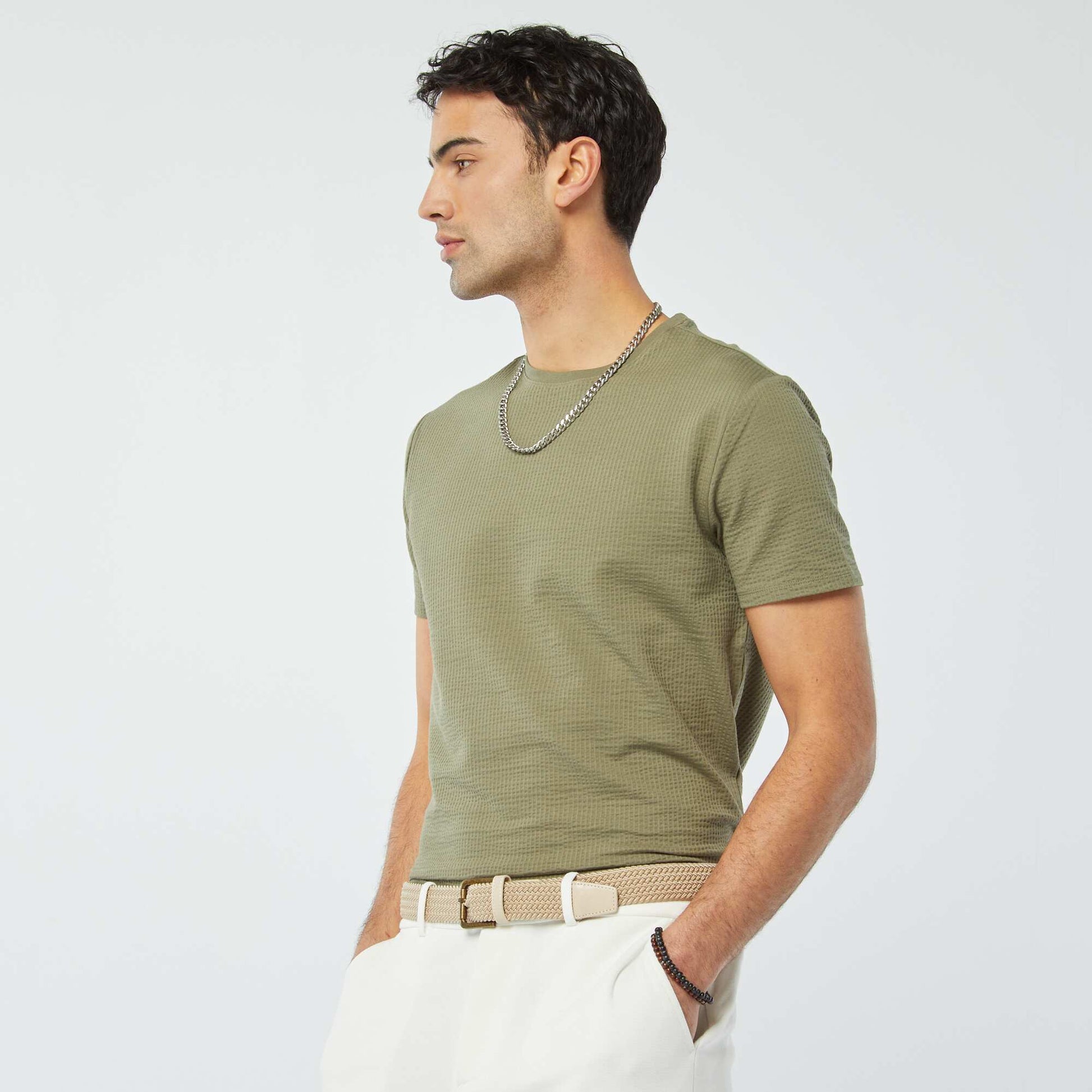 Seersucker T-shirt GREEN
