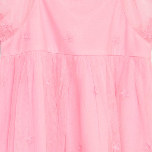 Embroidered tulle dress PINK