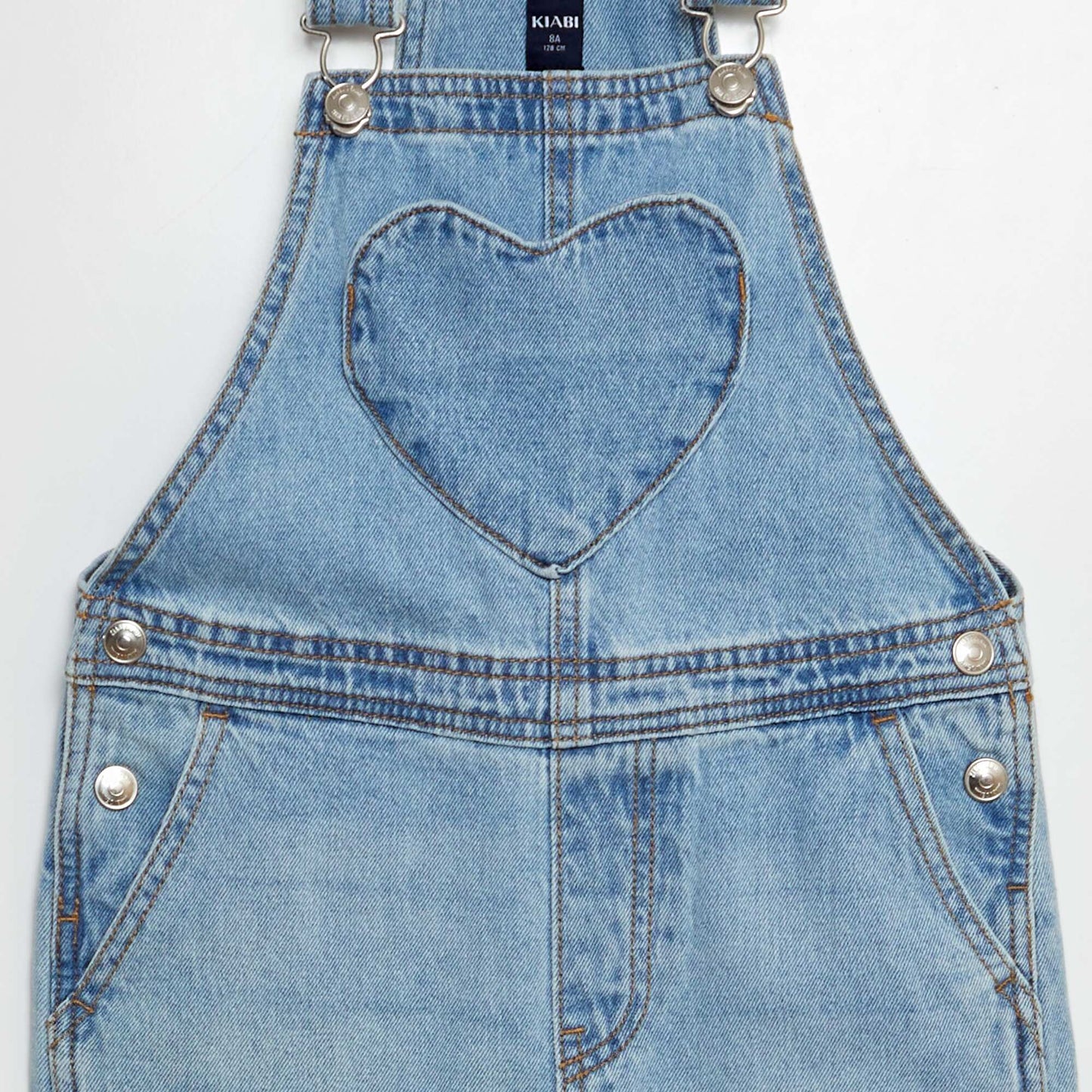 Denim dungarees with heart-shaped pocket BLUE