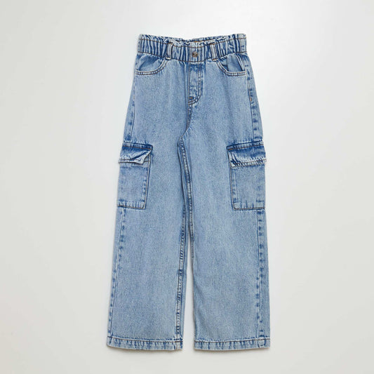 Wide-leg jeans with elasticated waist BLUE