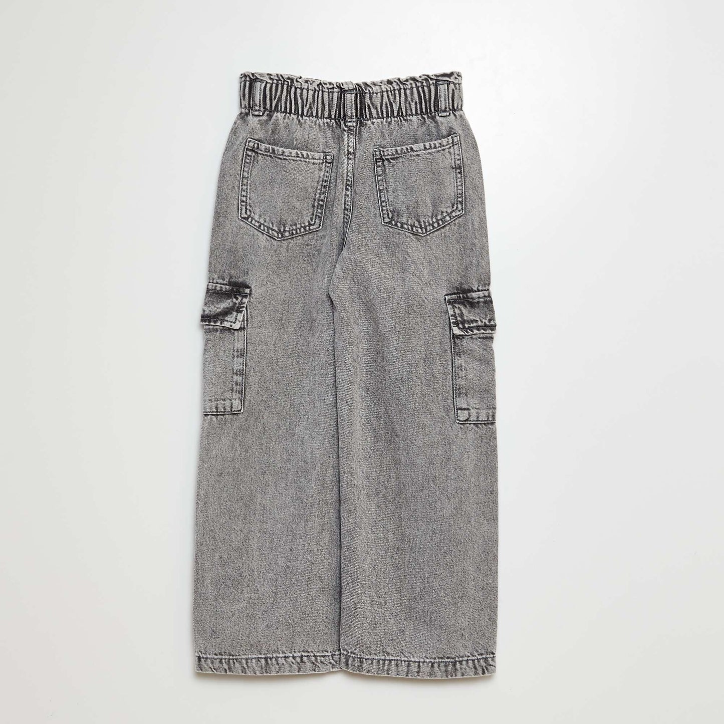 Wide-leg jeans with elasticated waist GREY