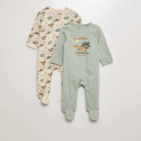 Pack of jersey sleepsuits - 2-piece set GREEN