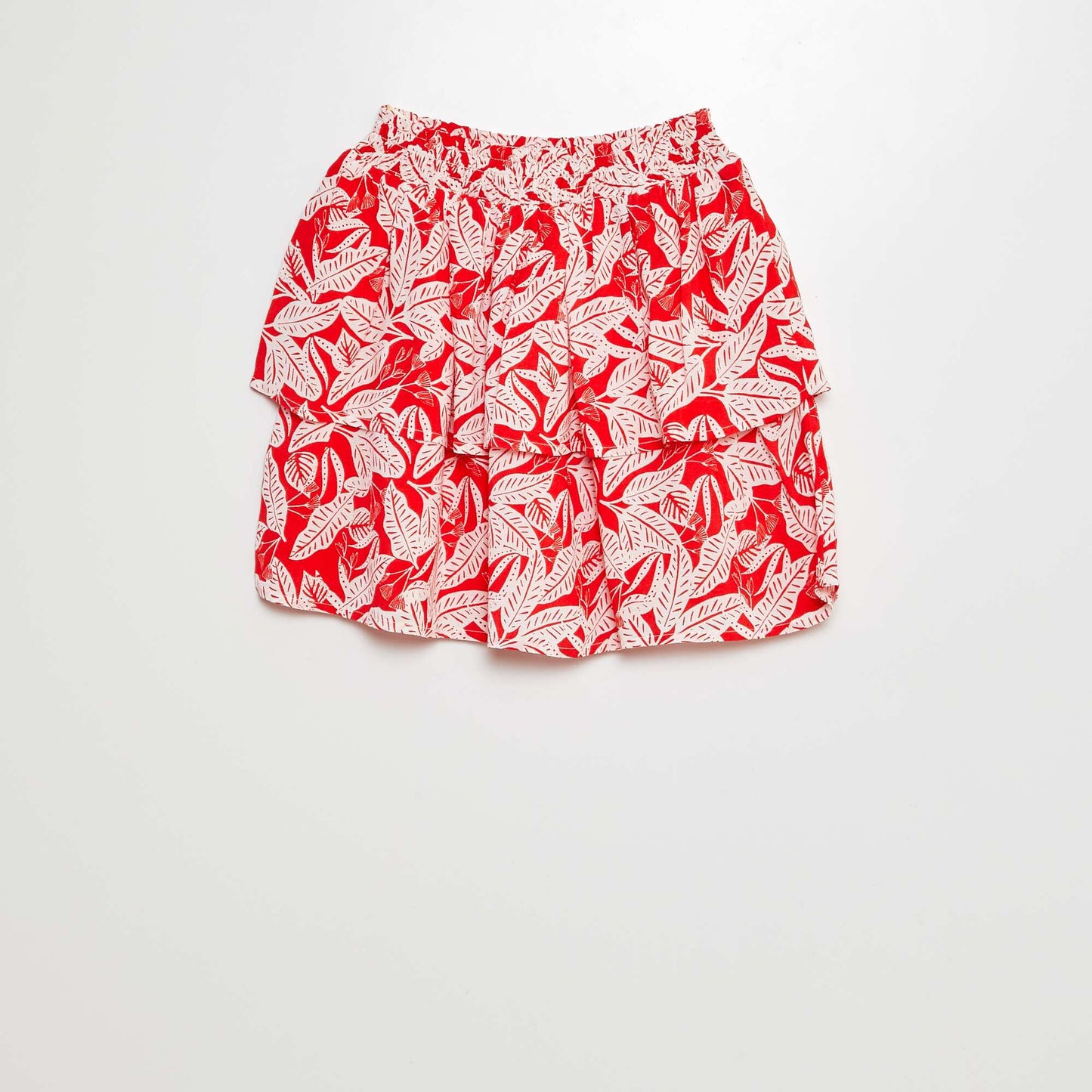 Short  ruffled and printed skirt RED