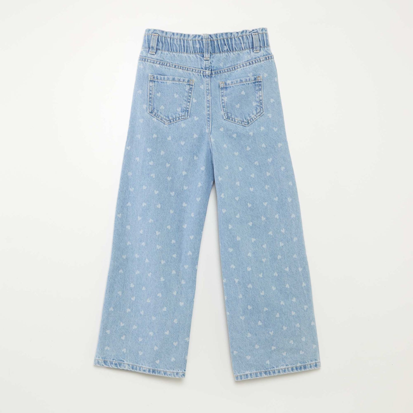 Denim wide-leg jeans with heart embroidery BLUE