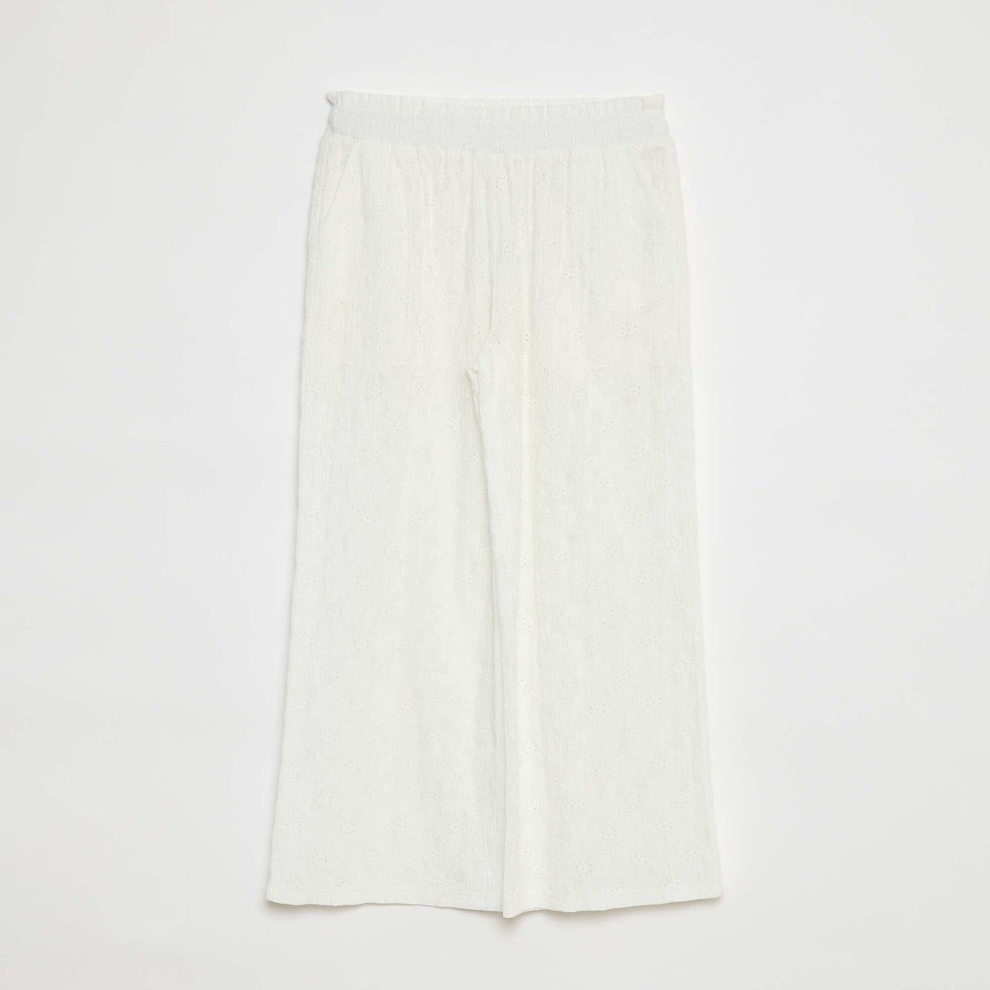 Openwork wide-leg trousers WHITE