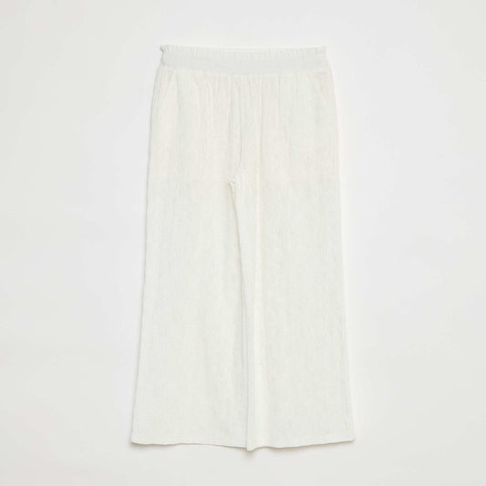 Openwork wide-leg trousers WHITE