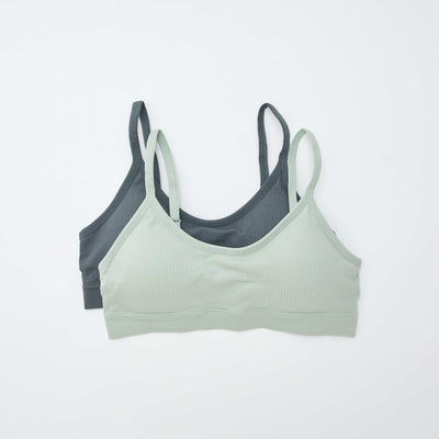 عبوة من 2 حمالات صدرية مضلعة باللون الأزرق