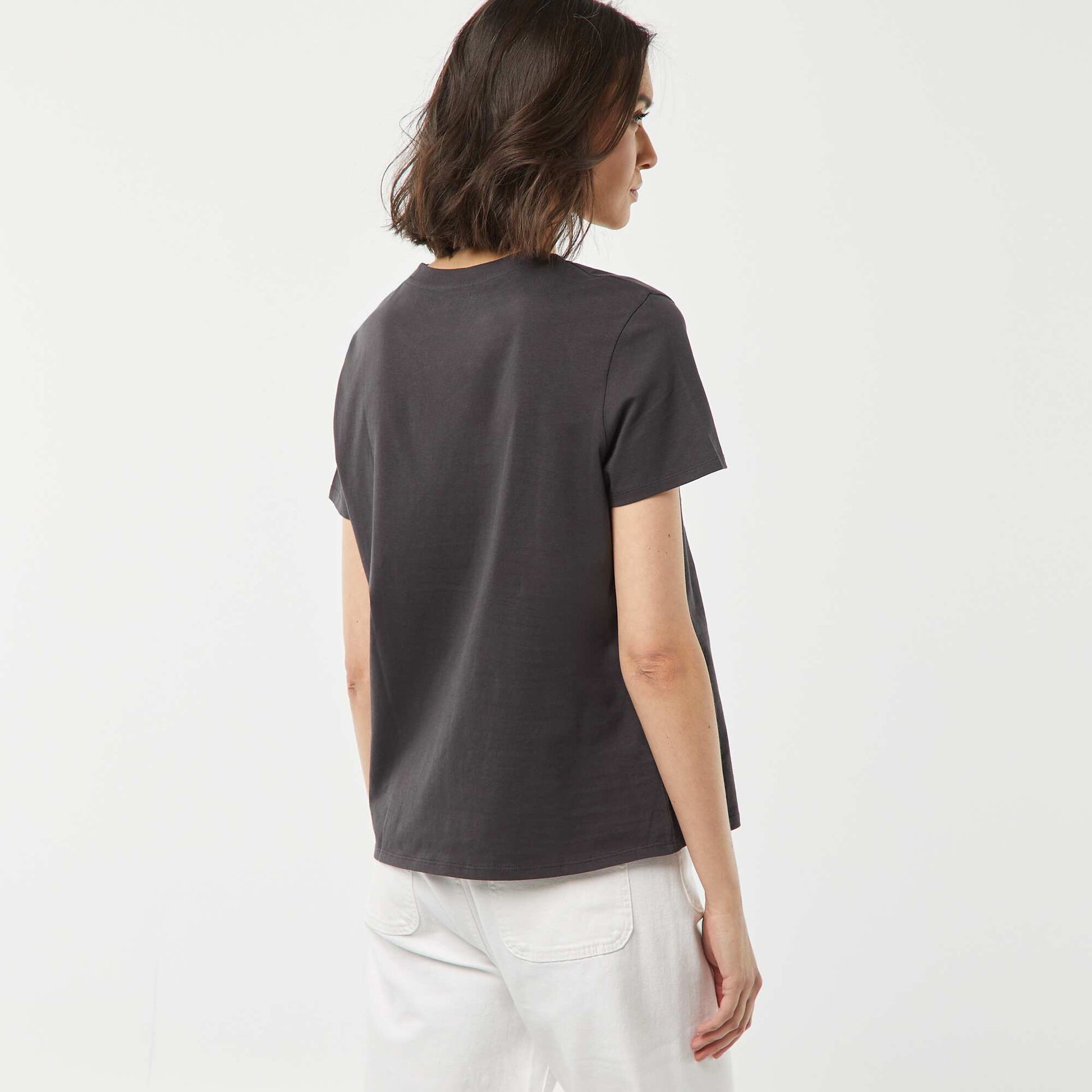 Short-sleeved T-shirt with Mother's Day print GREY