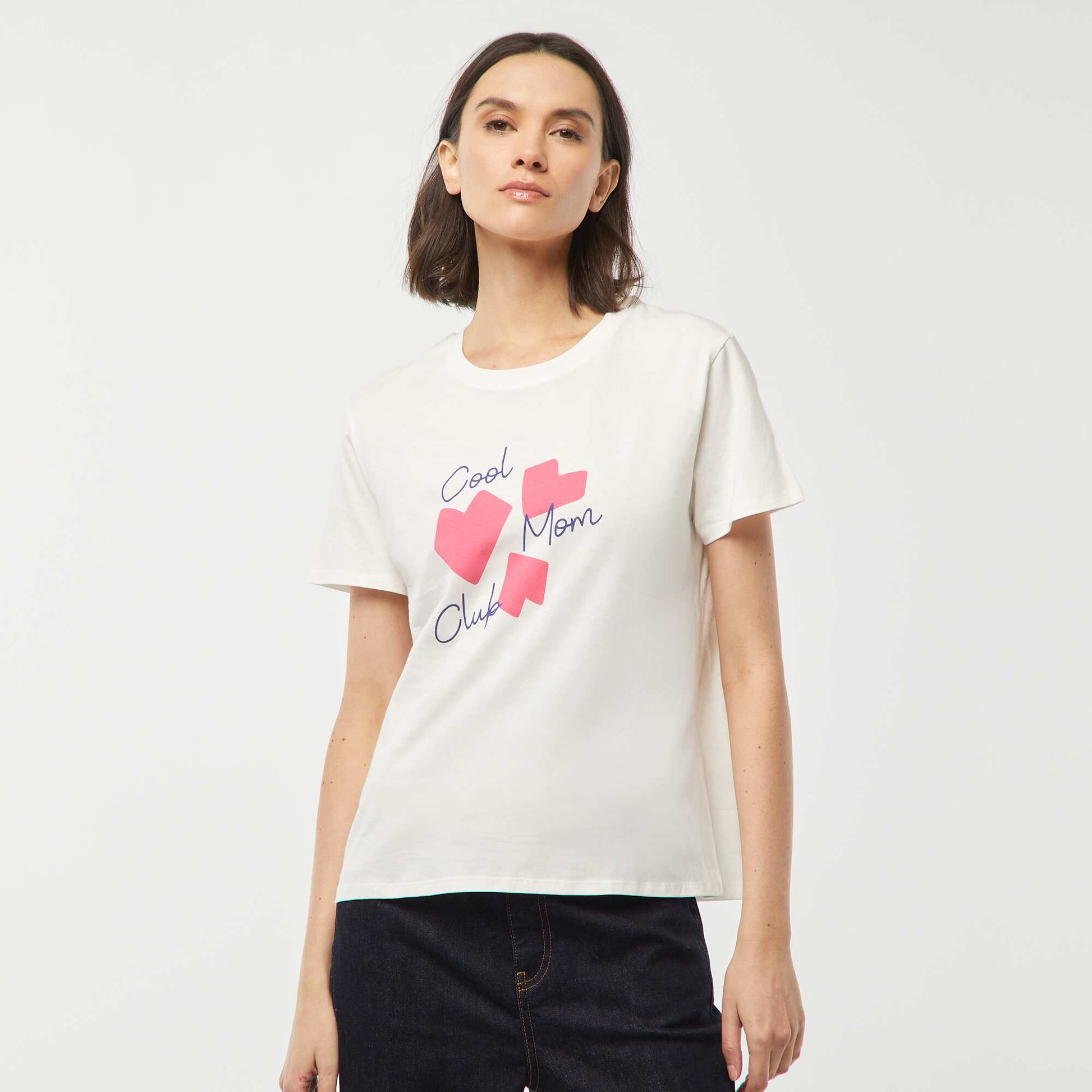 Short-sleeved T-shirt with Mother's Day print WHITE