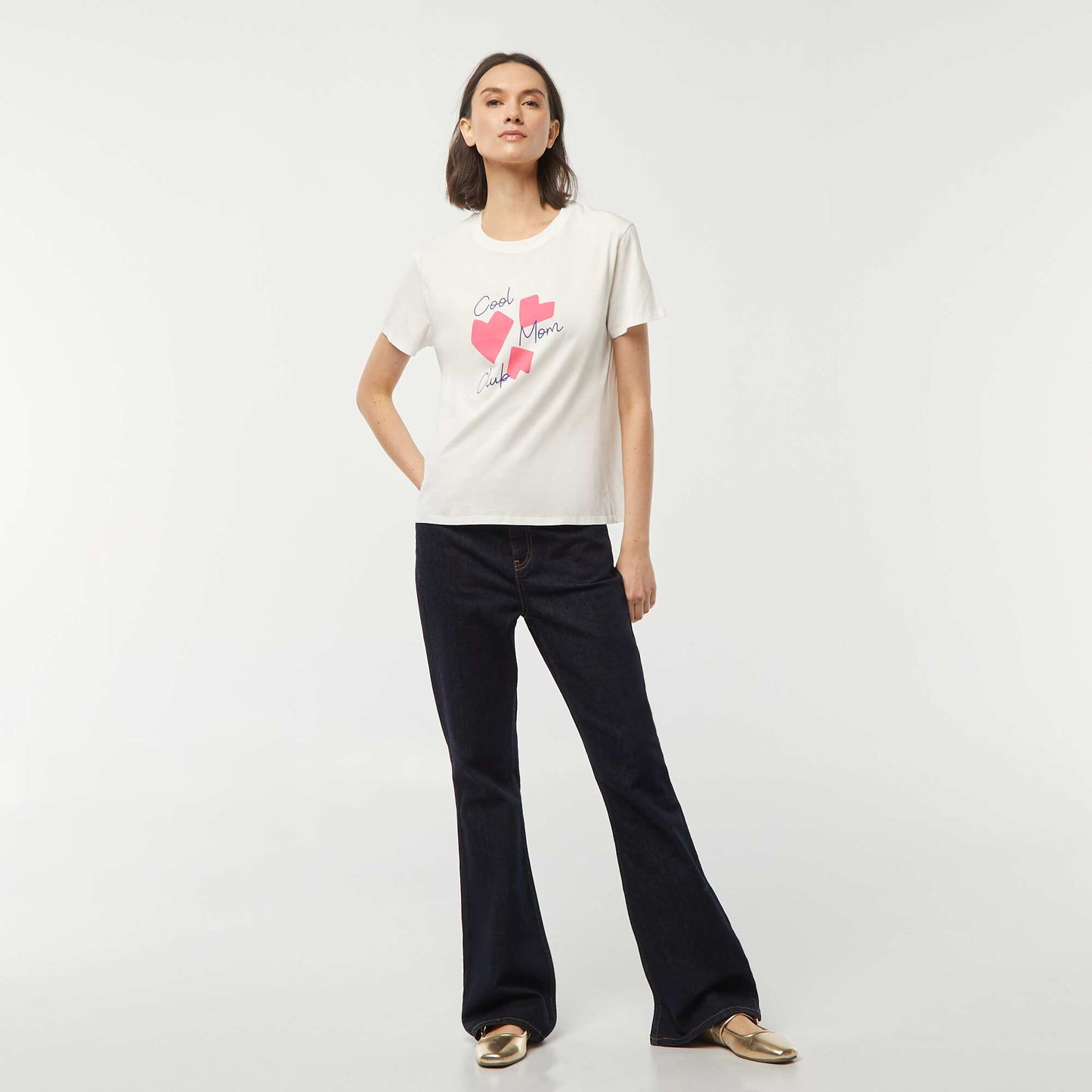 Short-sleeved T-shirt with Mother's Day print WHITE